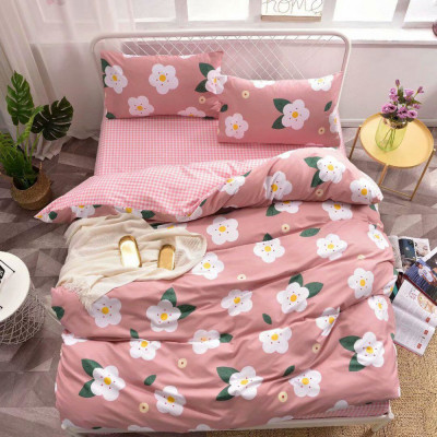 Lenjerie de pat pentru o persoana cu husa elastic pat si 2 fete perna dreptunghiulara, Calida, bumbac mercerizat, multicolor foto