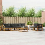 vidaXL Set de canapele de exterior cu pernă 7 pcs Natural și Antracit 3367245