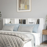 Tăblie de pat cu dulap, alb extralucios, 220x18,5x104,5 cm, vidaXL