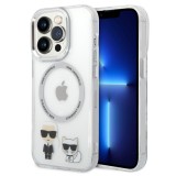 Husa iPhone 14 Pro Max - Karl Lagerfeld Hardcase MagSafe (KLHMP14XHKCT) - Transparent Karl &amp; Choupette Aluminium