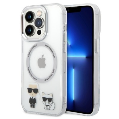 Husa iPhone 14 Pro Max - Karl Lagerfeld Hardcase MagSafe (KLHMP14XHKCT) - Transparent Karl &amp;amp; Choupette Aluminium foto