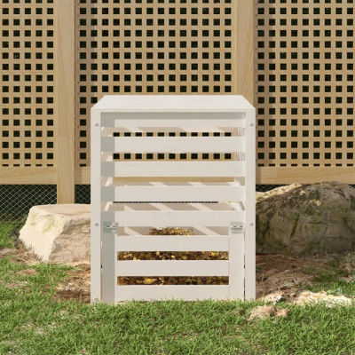Compostor, alb, 63,5x63,5x77,5 cm, lemn masiv de pin GartenMobel Dekor foto