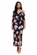 J591-151 Rochie maxi de vara, cu imprimeu floral foto