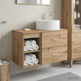 Cumpara ieftin Set dulap baie 2 buc. Stejar Artizanal 79,5 x 44,5 x 80 cm