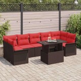 vidaXL Set de canapele pentru grădină cu pernă 8 pcs Maro Poli Rattan 3356977