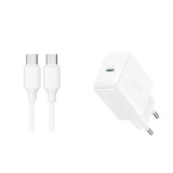 Cumpara ieftin Incarcator de retea Joyroom JR-TCF20, 20W, USB-C, alb, cu cablu USB-C 1m