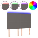 Cumpara ieftin Tablie de pat cu LED, gri, 144x5x118/128 cm, textil
