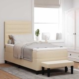 vidaXL Pat cu arcuri cu pernă cu headboard Crem 100 x 200 cm țesătură 3343972