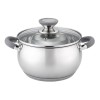 Cratita din inox Bohmann, 16 cm, 1.6 l, capac sticla termorezistenta, baza 5 straturi, manere nituite