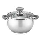 Cratita din inox Barton Steel, 4.6 l, 22 cm, capac sticla termorezistenta, baza 5 straturi, manere nituite