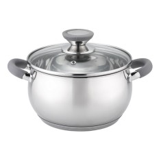 Cratita din inox Barton Steel, 3.5 l, 20 cm, capac sticla termorezistenta, baza 5 straturi, manere nituite foto