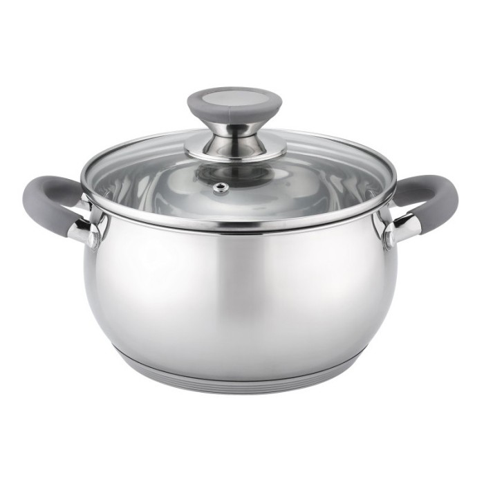 Cratita din inox Barton Steel, 2.5 l, 18 cm, capac sticla termorezistenta, baza 5 straturi, manere nituite