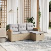 Gossi set canapele de gradina, 4 piese, cu perne, mix bej, poliratan