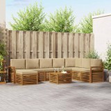 vidaXL Seturi de canapele 9 pcs Natural și Bej Lemn Solid de Acacia 3375333