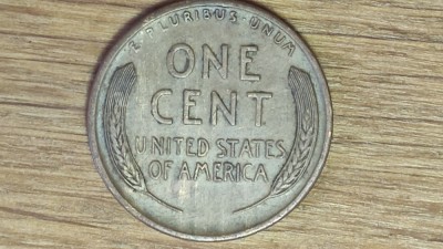 R08 SUA / USA -moneda colectie istorica- 1 cent 1919 AU -Lincoln- Wheat Ears Reverse foto