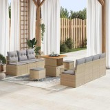 VidaXL Set de canapele pentru grădină cu pernă 10 pcs Bej Rattan poli 3362487