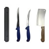 Set cutite profesionale de macelarie, filetat, transat, dezosat, 2 cutite, suport magnetic, satar
