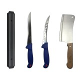 Cumpara ieftin Set cutite profesionale de macelarie, filetat, transat, dezosat, 2 cutite, suport magnetic, satar