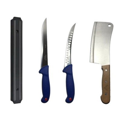 Set cutite profesionale de macelarie, filetat, transat, dezosat, 2 cutite, suport magnetic, satar foto