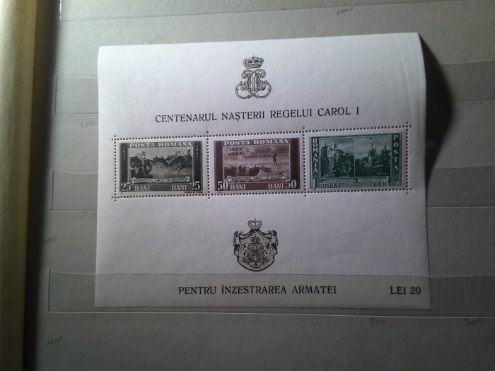 3 Blocuri dantelate Romania 1939 Inzestrarea Armatei , defecte in descriere