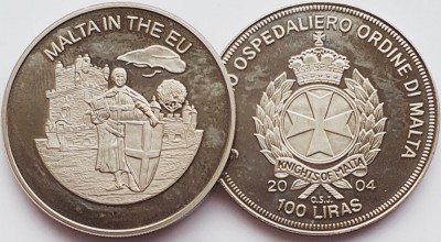 2580 Ordinul din Malta 100 Liras 2004 Malta in the EU foto