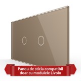 Cumpara ieftin Panou din sticla Livolo pentru 2 intrerupatoare touch simple, 4M, auriu