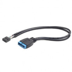 Cablu adaptor, Gembird, USB 2.0 9 pini, USB 3.0 19 pini, Negru