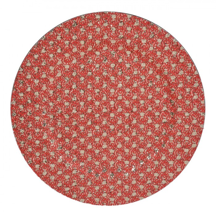 Platou Decorativ Crăciun, Model Dantelă, Roșu, 33 cm, Plastic