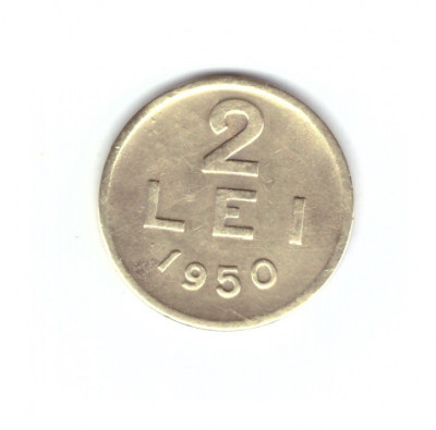 Moneda 2 lei 1950, stare buna, curata foto