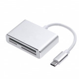 Card reader USB-C Type-C cititor card memorie: micro SD + SD + Compact Flash CF