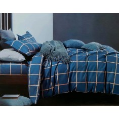 Lenjerie de pat pentru o persoana cu husa de perna patrata, Luxor, bumbac mercerizat, multicolor