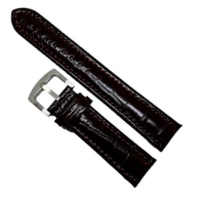Curea ceas XL piele maro cu imprimeu 20mm 22mm 24mm WZ939 foto