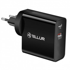 Incarcator Retea USB Tellur PDHC1, 1 X USB - 1 x USB Type-C, 48W, Quick Charge - Power Delivery, Negru