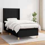 VidaXL Pat box spring cu saltea, negru, 80x200 cm, textil