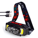 Cumpara ieftin Lanternă frontală HX-810 cu 5 LED și 7 moduri iluminare, acumulator re&icirc;ncărcabil