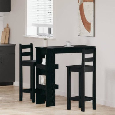 vidaXL Masă Bar pentru Perete cu raft Stejar negru 102 x 55 x 103.5 cm 862748 foto