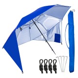 Umbrela plaja 3in1 215x205 cm, cu paravan lateral, fereastra si husa transport, material UV, albastru Household NewTrend