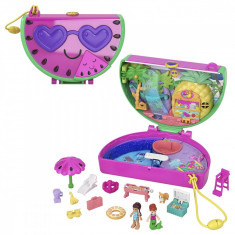 Set de joaca cu 2 papusi si 12 accesorii, Polly Pocket, Watermelon, HCG19