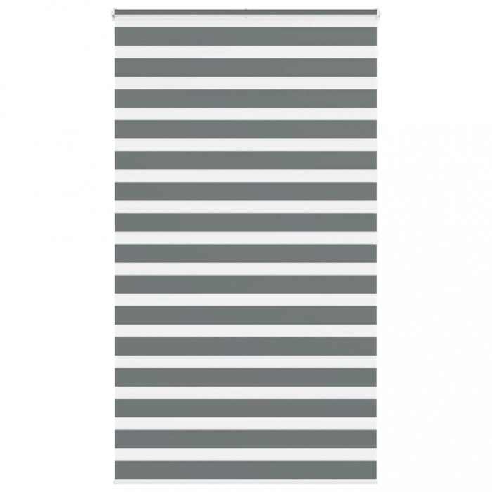 Jaluzea tip zebra gri &icirc;nchis lățime țesătură 120,9 cm poliester