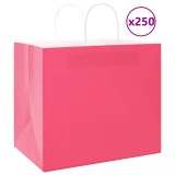 vidaXL Pungi de h&acirc;rtie 250 buc cu m&acirc;nere roz 32x22x28 cm