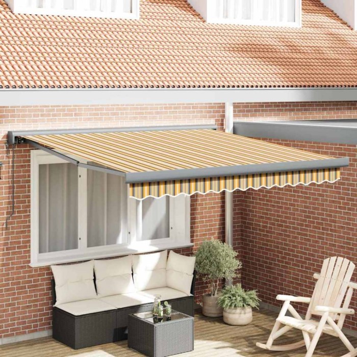 vidaXL Markiza retractabilă automată cu dungi colorate, 350 x 250 cm