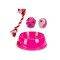 Set 1 x castron si 3 jucarii pentru caini, 25,8 x 25,8 x 7,5 cm, Magenta