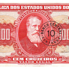 Brazilia 10 Centavos pe 100 Cruzeiros 1966-67 P-183a Seria 030650