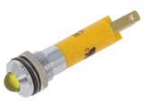 Lampă LED convexă galbenă 12VDC 12VAC &Oslash;8mm IP67