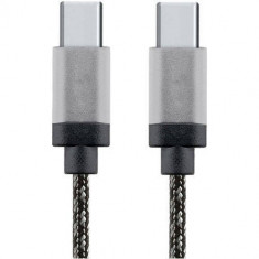 Cablu de date Star USB-C la USB-C 1m Aluminiu Alb foto