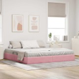 vidaXL Pat cu storage cu saltea cu headboard Roz 200 x 200 cm Catifea 3370123