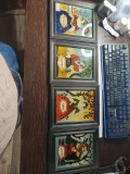 Set vintage anotimpurile pictate pe sticla, Natura, Acrilic, Cubism