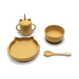 Set de hranire din silicon natural, Lorelli, 4 piese, 6 luni+, Yellow