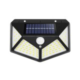 Felinar solar autonom pentru exterior, eMazing 100 LED, detectare la distanta, prindere pe perete, fara fire, iluminare pe 4 laturi