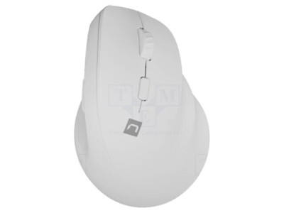 Mouse NATEC alb fără fir USB A, 6 butoane, rază 10m, optic ergonomic foto